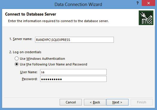 3. You ll now see the Data Connection Wizard dialog box.