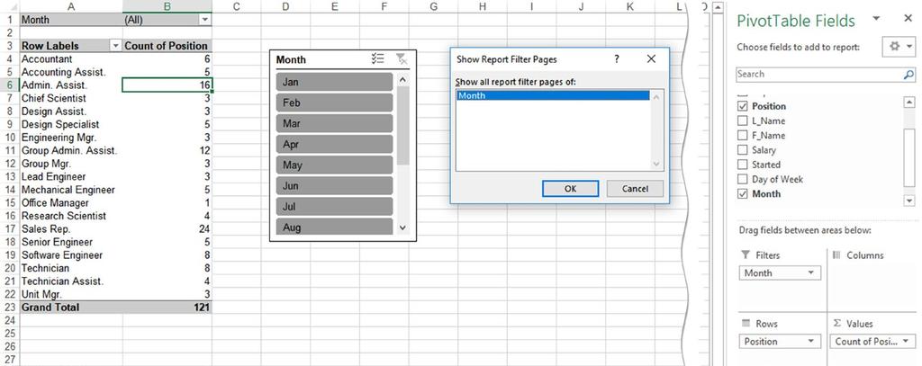 MASTERING MICROSOFT EXCEL PIVOTTABLES The Elegance of Show Report Filter Pages Have you ever needed to create separate reports for different departments, divisions or months of the year?