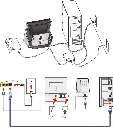 Scenario 4: Digital telephone service through a cable provider Setup 1: Printer is connected directly to a cable modem Follow this setup if you normally connect your telephone to a cable modem.