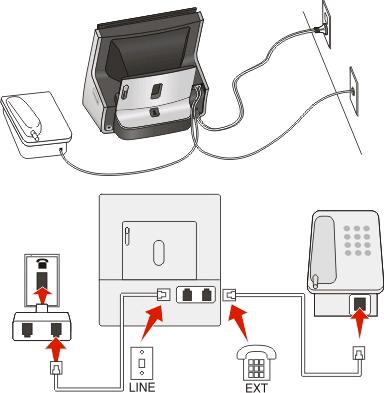 If the additional device (telephone or answering machine) has an RJ-11 connector, then you can remove the wrap plug and connect the device to the port of the printer.