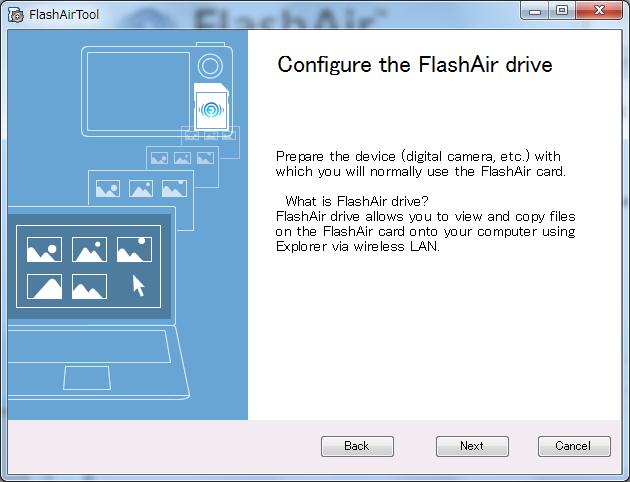 For FlashAir W-03 or FlashAir W-04 users: Then the screen of FlashAir drive (WebDAV) settings will be displayed.