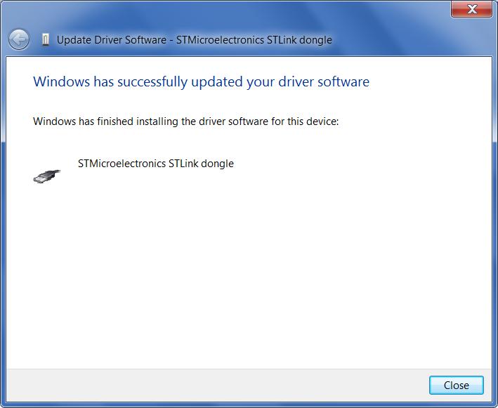 Step #4 ST-Link Driver Trouble Shooting 18 You should receive a message: Windows has successfully updated