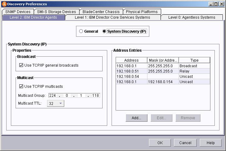 Figure 25 Level 2 Agent Discovery Preferences Alternately, you may manually add the Level 0, 1, or 2 Agents.