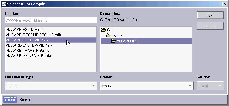 Next, compile the MIBs using IBM Director s Compile MIB tool.