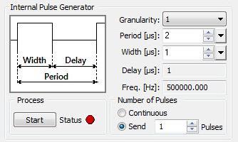 Pulse Generator In this section of the screen, you can configure the parameters of the Internal Pulse Generator. Figure 25: Internal pulse generator.