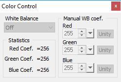 Figure 32:Color Control. Use the White Balance drop-down menu to select a white balance preset: White Balance Presets Off Once Auto Manual Descriptions No white balance performed.