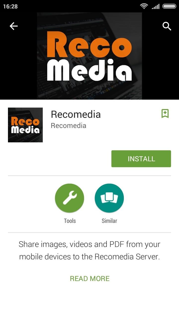 MOBILE APP MOBILE APP MOBILE APP INSTALLATION 1. Launch your Google Play app on your Android mobile phone. 2. Search for RecoMedia. 3. Click on INSTALL for installing RecoMedia app. or 1.