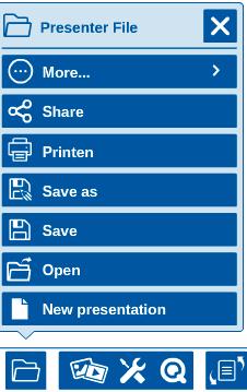 File Icon 101 Quick Guide Icon Name Function File Open, save or create presentations, export a PDF or Presenter App version of your presentation or import a variety of