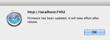 6. After the EFI BIOS has been updated, the Web GUI will prompt you to reboot OS X. Click OK to restart the system. 8.
