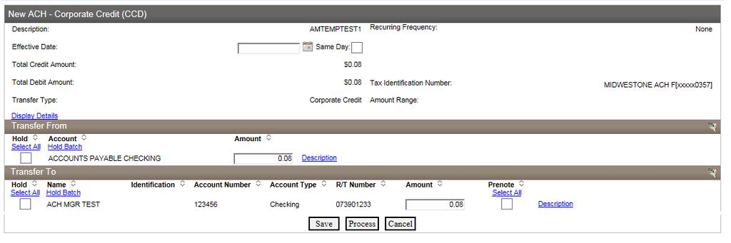 Click Next o This allows you to view the file summary date, amount, number of debits and credits, and transfer type is correct Click Finish if all of the information is correct Click Review on the