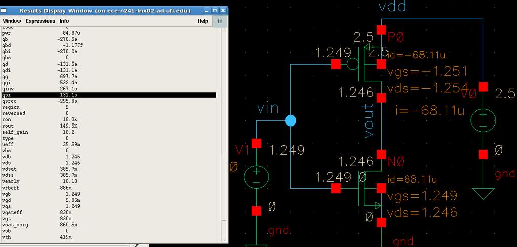 Run DC simulation Apply a proper DC voltage input that every transistor is working on its saturation region. In the ADE, select Analyses Choose dc. Check Save DC Operating Point, Enabled, and then OK.
