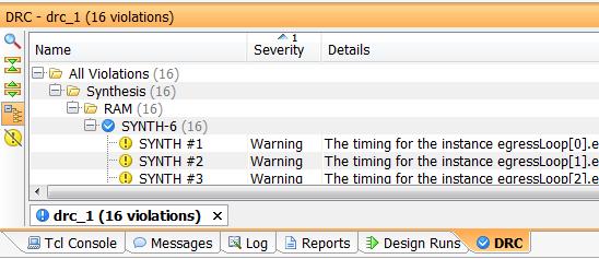Chapter 1: Logic Analysis Within the IDE Violations (if there are any) are listed in the DRC window, as shown in the following figure.