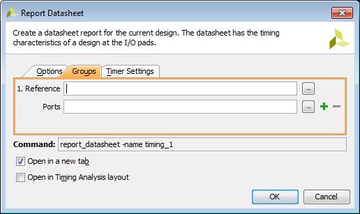 Chapter 2: Timing Analysis Features Report Datasheet Dialog Box: Groups Tab X-Ref Target - Figure 2-24 Figure 2-24: The Report Datasheet dialog box Groups tab allows you to define your own custom