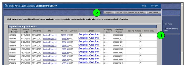 The Email Inquiry tab will display up to 200 blocked and/or rejected invoices from your account history.
