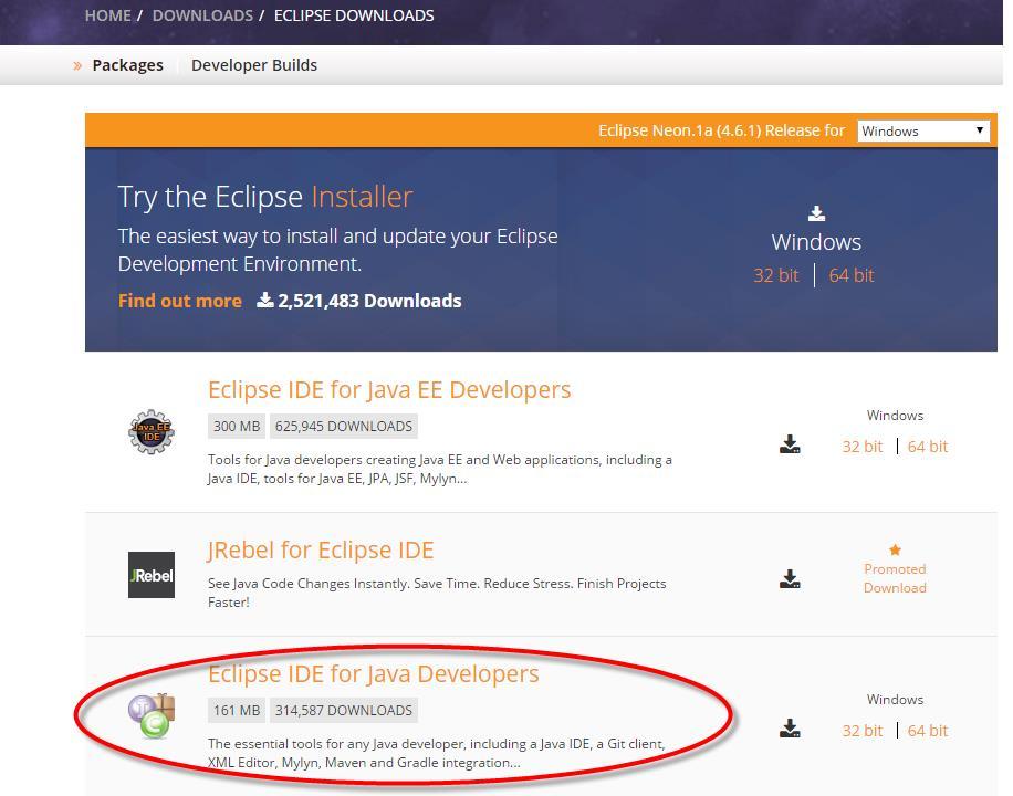 Install Eclipse Go to the web below. Select proper installer for your Host PC in the download page as shown in Figure 17.