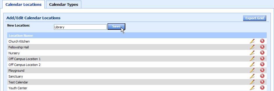 Access ACS Administrator s Guide Figure 5.1 Add/Edit Calendar Locations page Setting Up Your Calendar Types Calendar types let users with appropriate rights control user access to calendar events.