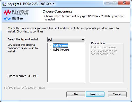 4 Software Installation and Update Figure 4-3: N5990A Choose Components Window Click on the Next button to continue to the