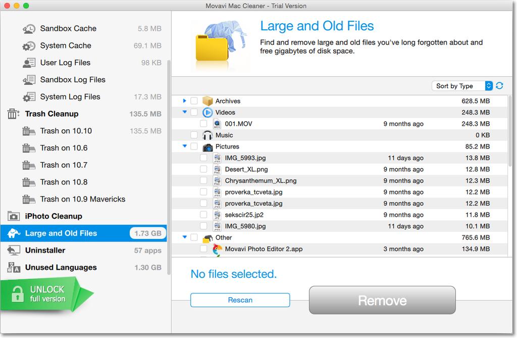 Step 5: Uninstall unused applications Large and Old Files page The Uninstaller page can help you manage all of the apps installed on your Mac, including pre-installed system applications!