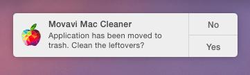 When you remove an app via Finder, Movavi Mac Cleaner will remind you to clean up its leftover files.