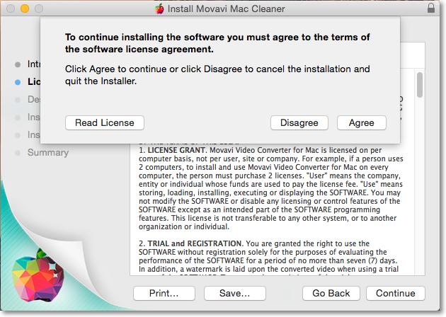 On the next screen, you can read the End User License Agreement. When you're finished, click Continue. A dialog box will appear.
