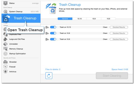Trash cleanup Whenever you delete a file in Finder, it isn't removed from disk right away.