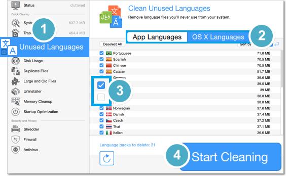 Removing unused languages with Quick Cleanup: When you run Quick Cleanup, you can let Mac Cleaner remove all unused language files along with the temporary system files.