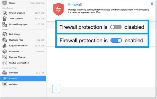 Firewall The Firewall tab of Movavi Mac Cleaner allows you to limit Internet access for the system and applications in order to protect your Mac from outside connections.