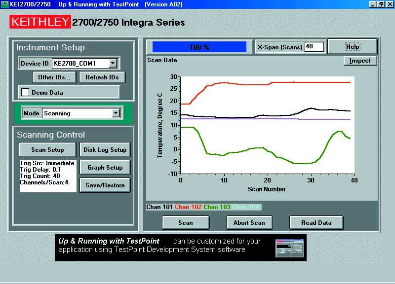 4-4 Software and Drivers Model 2701 Instrument Networking Instruction Manual Provided software The Model 2701 includes the following software (supplied on a CD): TestPoint runtime start-up software