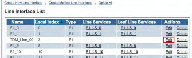 7 Configuring H.248 Creating Line Services You must create a new line service for your line interface. A line service defines the payload type of a line interface or another line service.