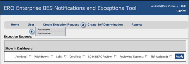 Exception Requests can be made for either Inclusion or Exclusion of Elements from the BES.