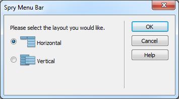 Step 2 - Next, choose whether you would like a horizontal or vertical menu.