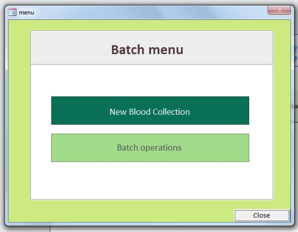 Page 2 Batch Menu 1 1.1 1.2 1.1 New blood collection Go to this submenu to enter any information related to the blood collection operation 1.