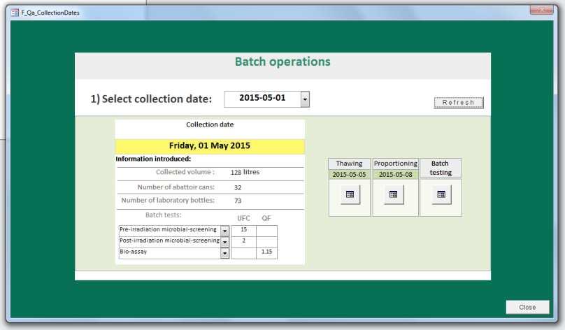 Page 5 1.2 Batch operations: 1.2 a 1.2 e 1.2 d 1.2 f 1.2 b 1.2 c 1.2 g 1.2.a Blood collection date: enter the date of blood collection from the options available.