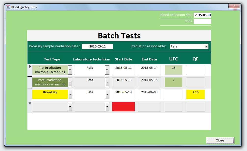 Page 9 1.2.d Batch testing 1.2 d.ii 1.2 d.i 1.2 d.iii 1.2 d.iv 1.2.d.i Blood collection date: this is just an informative field, showing the date that was selected in the previous menu Batch operations.
