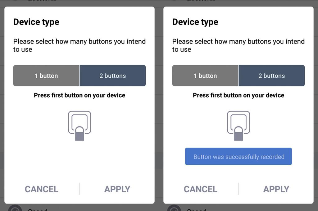 Step 3: Apply settings, cancel settings, or reconfigure and start again (see Figure 40). Tapping the Apply button saves changes to the button mode configuration settings.