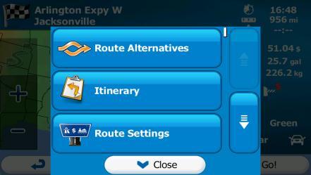 3.4.5 Canceling the active route To cancel the navigated route, do one of the following: If you are on the Map screen, tap and then tap.