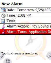 If you choose Play sound and vibrate the Alarm tone choice appears. Choose Alarm tone to select audio file.