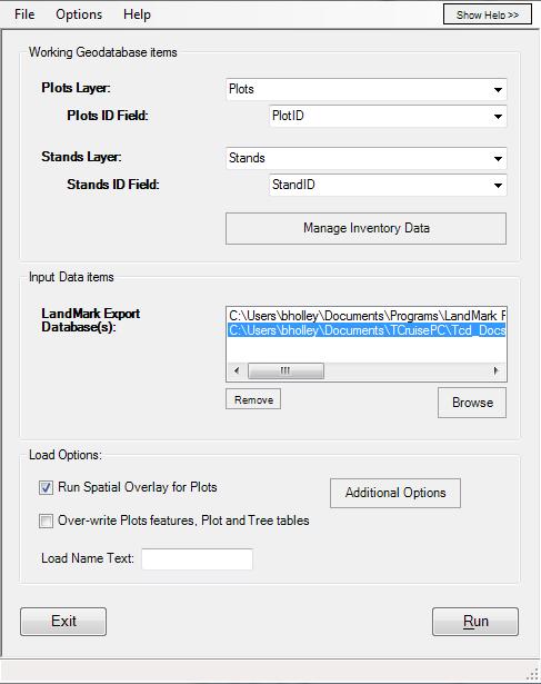 Plot Loader Tool Multiple LandMark Export databases