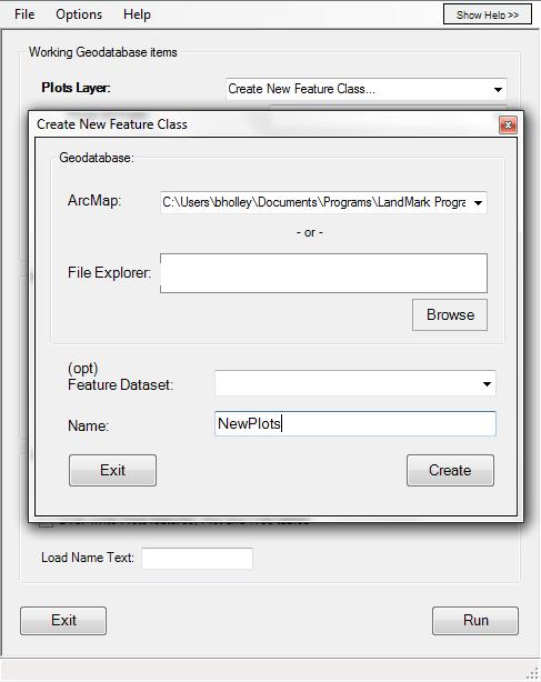 Plot Loader Tool Another option in the plot loader is to create a new plots feature class if one currently does not exist. When the loader is run, the plots will be spatially rendered from the Lat.
