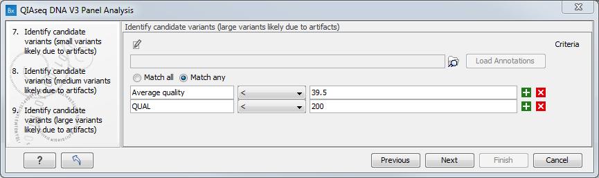 CHAPTER 1. INTRODUCTION TO QIASEQ DNA V3 PANEL ANALYSIS 14 Figure 1.15: Filtering large variants with the Identify Candidate Variants tool. Figure 1.16: It is possible to change the allele frequency cut-off.