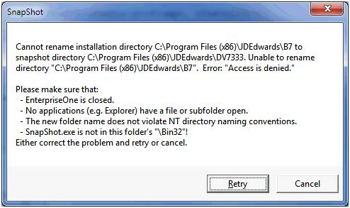 Troubleshooting 3. The SnapShot.exe program may appear in the list of active programs either by itself or along with other processes that are locking resources.