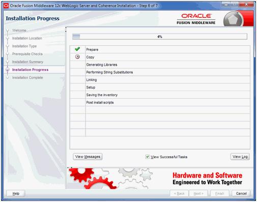 Installing WebLogic Server 11. On Installation Summary, review the summary information. 12. Click the Next button.
