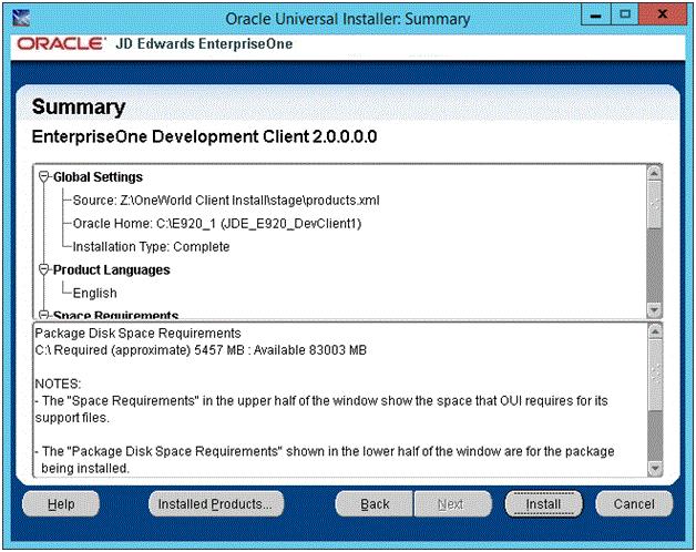 Installing the Development Client 10. On Summary, verify that what will be installed is what you expect.