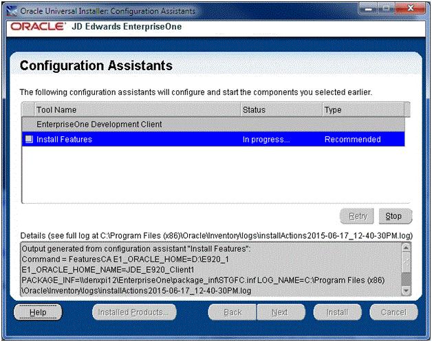 Installing the WebLogic Web Client (WLSH4A) If the package you are installing contains a Web Client Feature for WLSH4A or WASH4A, the above screen is displayed near the end of the installation, At