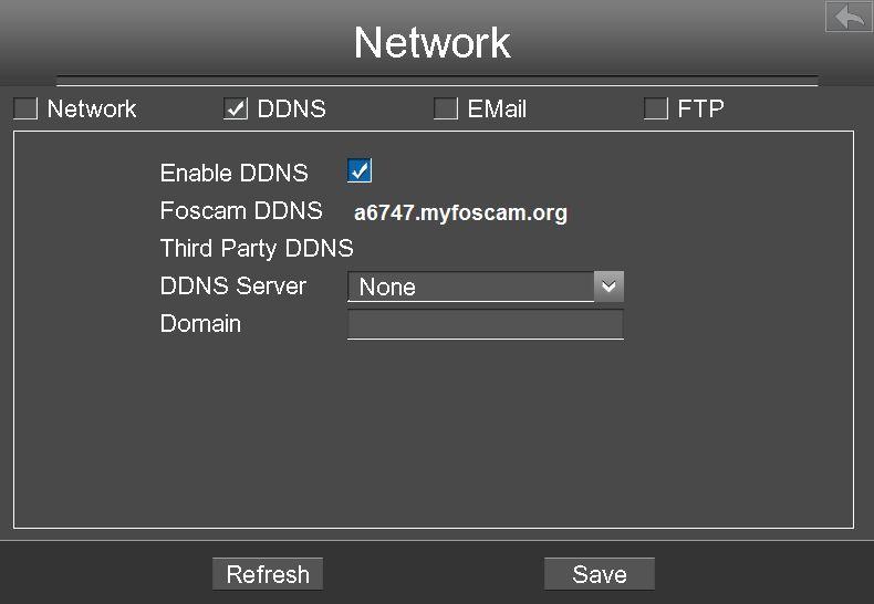 Note Here take a6747.myfoscam.org for example. Enable DDNS Check the DDNS checkbox to enable this feature. Click Save button to take effect.