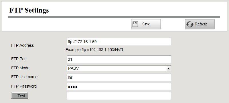 Step2 Configure the FTP parameter. Parameter Description If your FTP server is located on the LAN, you can set FTP address as ftp://ip address.(eg.ftp://192.168.1.103/dir).