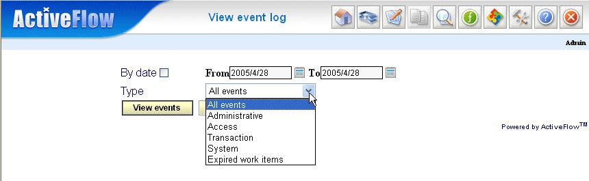 Viewing the event log As an audit control, important events that occur while ActiveFlow is being used appear in the workflow event log.