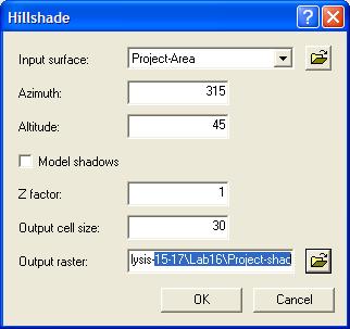 I). Create a Hillshed file: SPATIAL ANALYSIS > Surface Analysis > Hillshede.