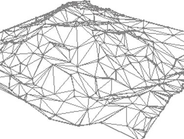 size and proportion. Each triangle node stores an x, y, and z value. The structure of a TIN. Top: only the TIN edges and nodes are shown.