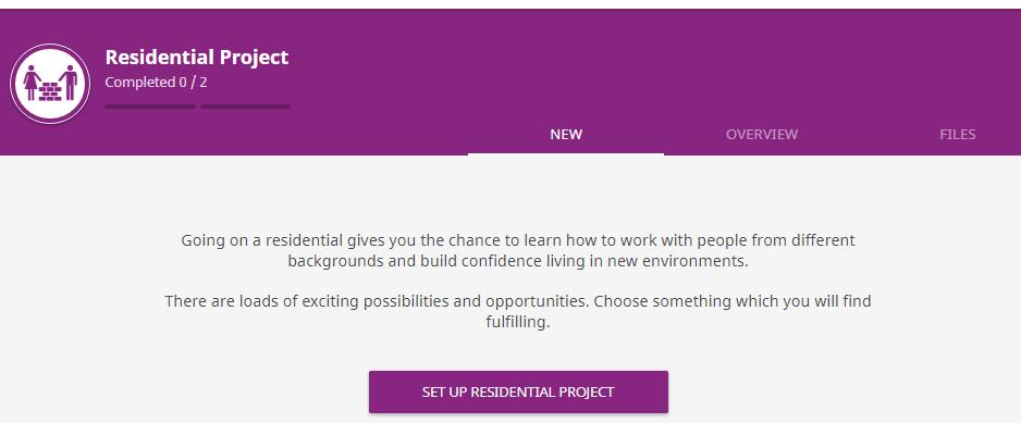 Setting up the Residential Project Under Residential Project Choose Activity Click + This window will open Click